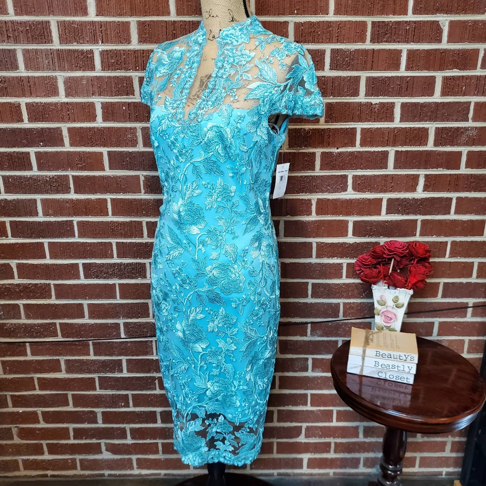 Tadashi Shoji Jade Lace Floral Ankur Keyhole Embroidered Pencil Dress 12